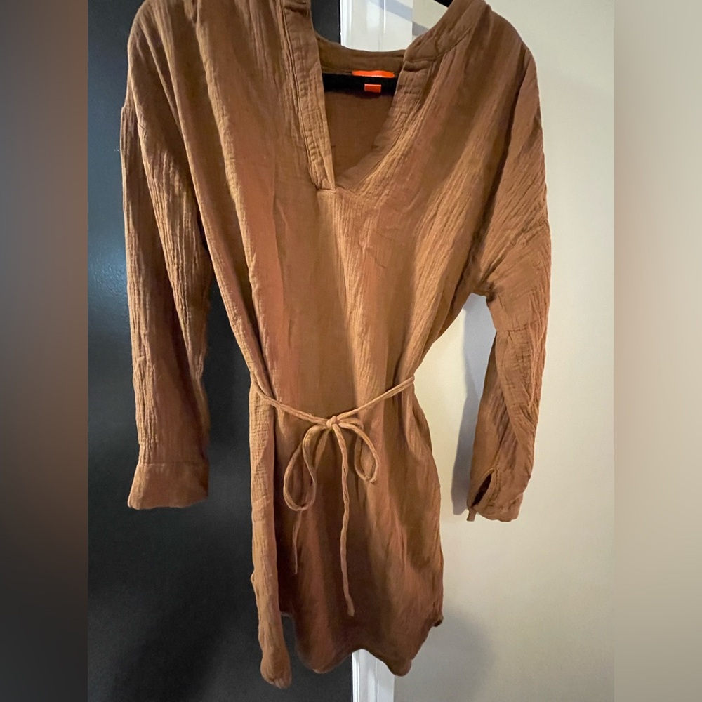 Joe Fresh brown textured gauze mini tunic dress